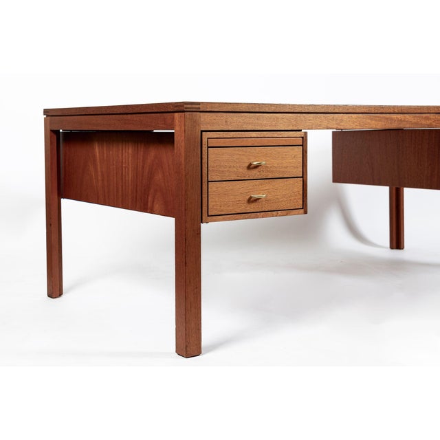 Large Mid Century Danish Modern Mahogany Wood Executive Desk, 2 Matching Avail For Sale In Detroit - Image 6 of 17