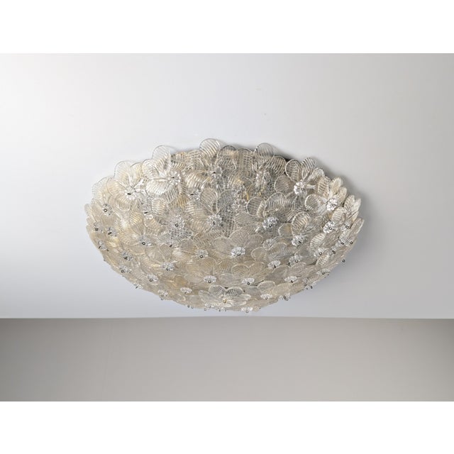 Floral Ceiling Lamp in Murano Glass with Gold Powder Barovier & Toso, 1960s For Sale - Image 12 of 13