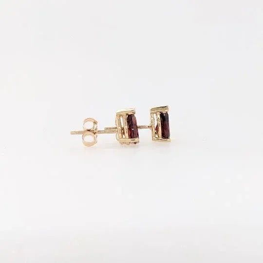 2020s Garnet Solitaire Stud Earrings in Solid 14k Gold Pear Shape - 2 Pieces For Sale - Image 5 of 6