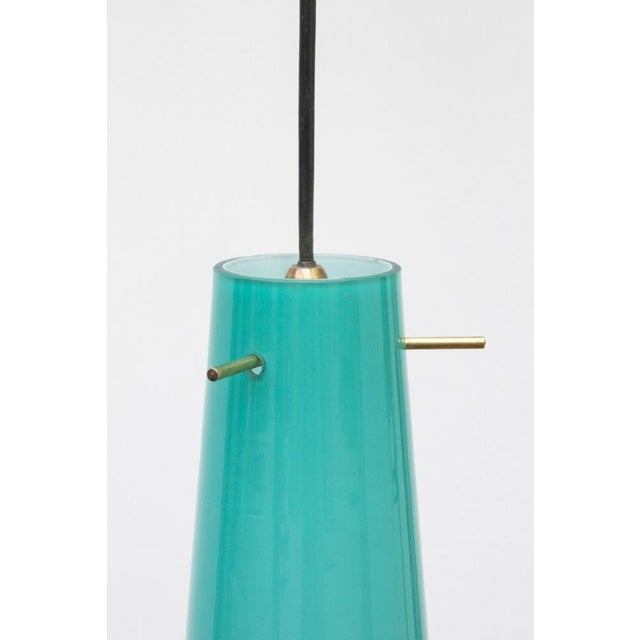 Tiffany Pendant Lamp in Green Cased Murano Glass by Vistosi, 1960s-1970s For Sale - Image 3 of 5