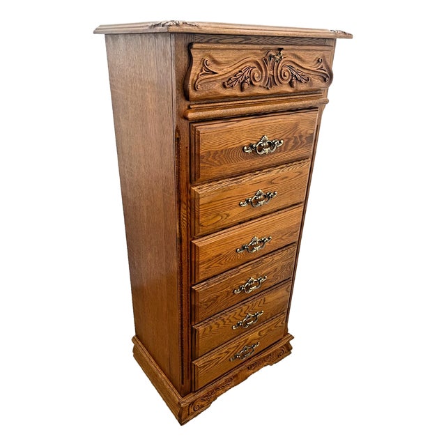 1990s Oakwood Interiors Lingerie Dresser Chest Seven Cedar Drawers Locking Top Drawer For Sale