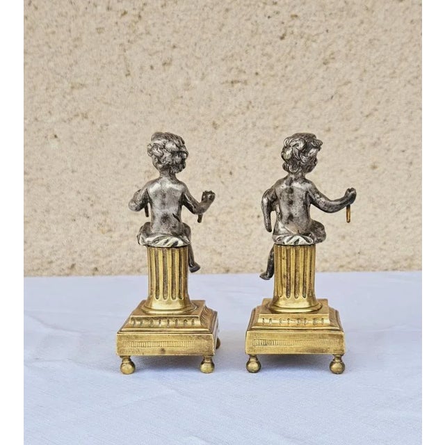 Gold Bronze Putti Pair, 1830, Set of 2 For Sale - Image 8 of 11