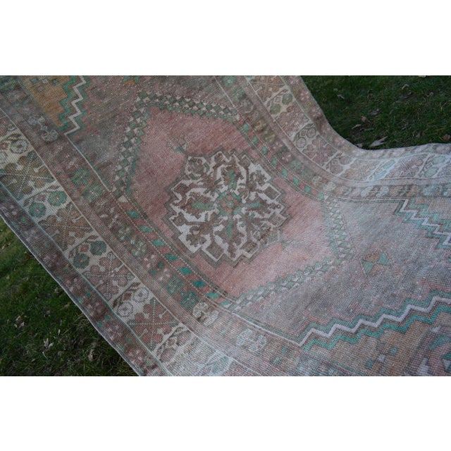 Distressed Turkish Oushak Hand Knotted Floor Rug - 3'6'' X 6'3' For Sale - Image 10 of 12