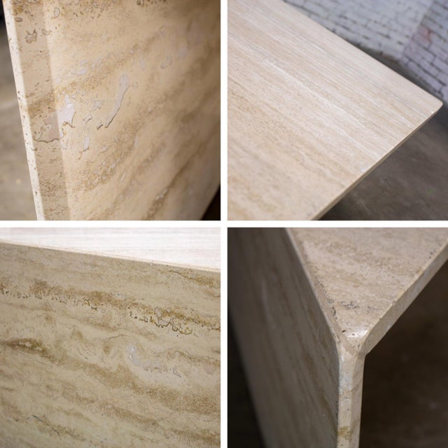 Late 20th Century Modern to Postmodern Triangle Travertine Coffee or Cocktail Table Style of Up & Up For Sale - Image 17 of 18