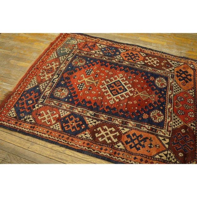 Late 19th Century 1870s Antique Red Medallion Tribal Konya Turkish Square Scatter Size Wool Rug For Sale - Image 5 of 10