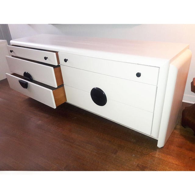 Romweber 6.5 vintage Harold Schwartz Romweber white dresser Restored in a white lacquered finish. 6 drawers with black...