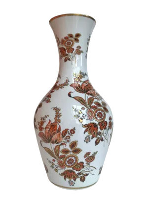 Vintage Gold Decor Porcelain Floral Pattern Vase by Ouragan Ulysse Paris, 1980s
