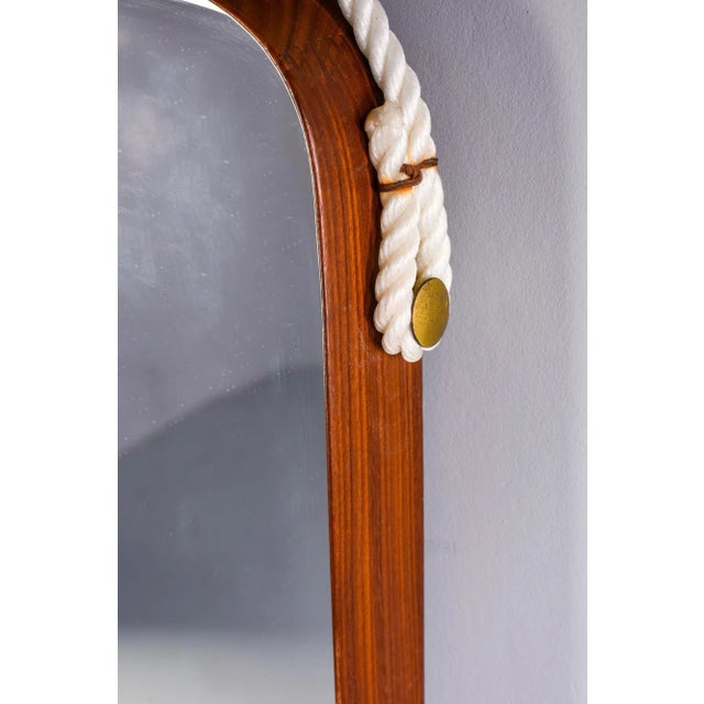 1970s Mid Century Italian Mahogany Rectangular Shape Mirror For Sale - Image 5 of 11