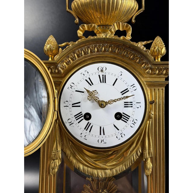 Antique French Louis XVI Style Ormolu Mantel Clock with Ed. Minart Movement from F. Barbedienne, 1850s For Sale - Image 14 of 18