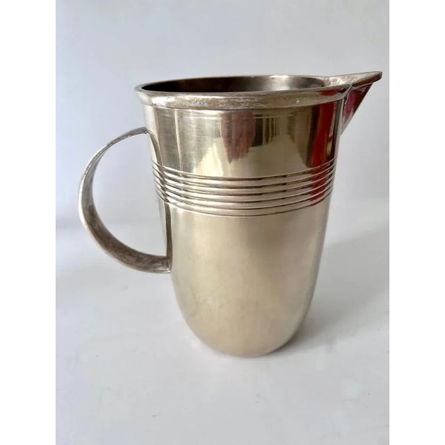 Art Deco French Silver Plated Brass Art Deco Cocktail Pitcher For Sale - Image 3 of 10