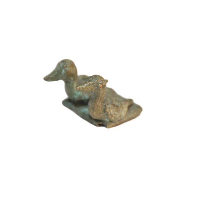 Metal Vintage African Bronze Sitting Birds For Sale - Image 7 of 7