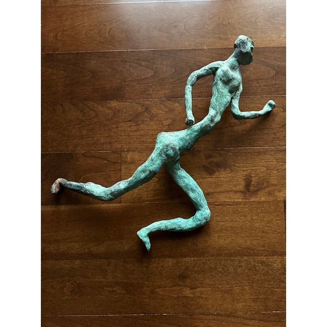 Vintage Bronze 14.5” Brutalist Running Figure For Sale - Image 15 of 16