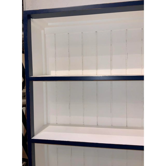 John Richard Rustic Blue and Off-White Bookcase For Sale - Image 4 of 6