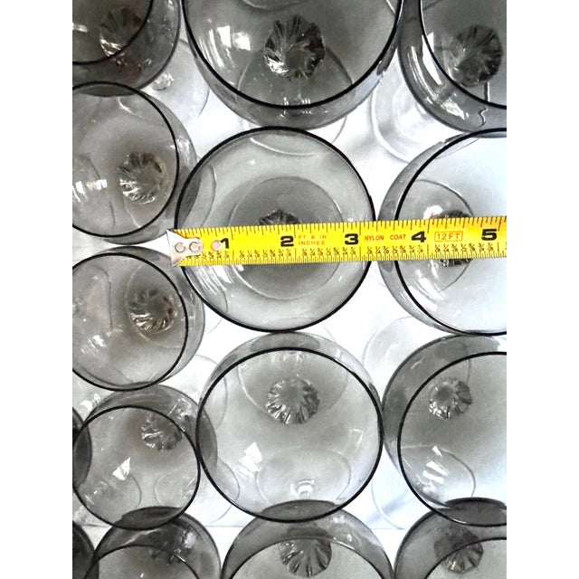 Mid-Century Sasaki Coronation Smoke Glassware Set of 41, Twisted Stem Cocktail Glasses & Tumblers, Japan For Sale In Boise - Image 6 of 11