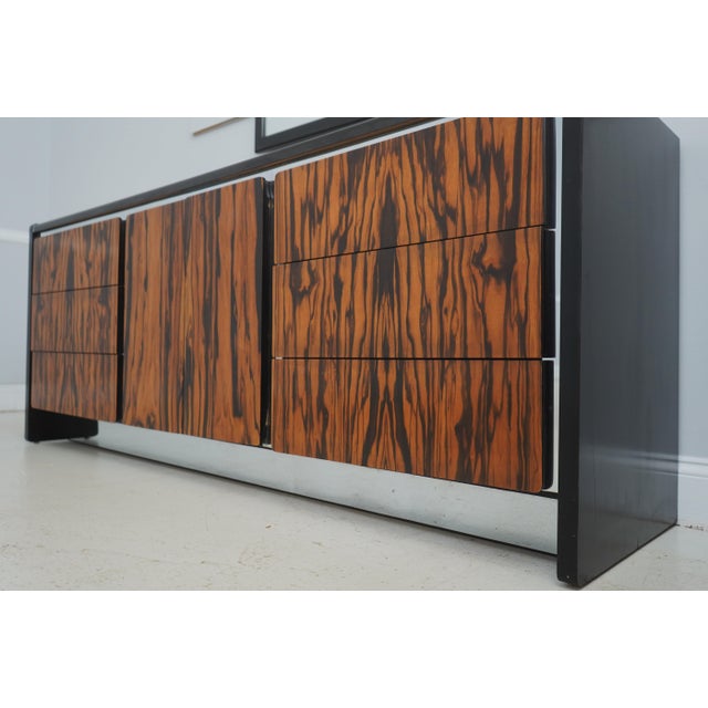 John Stuart Mid-Century Modern Ebony Chrome and Wood Dresser With Mirror For Sale - Image 9 of 18