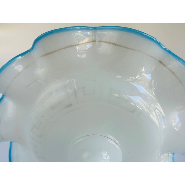 French Opaline Glass Compote With Ruffled Rim Chairish