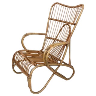 Vintage French Bamboo Armchair For Sale