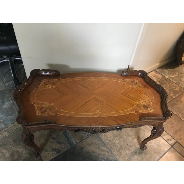 Antique French Provincial Mahogany & Maple Coffee Table ...