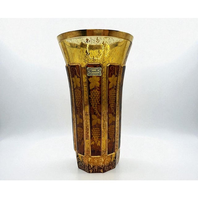 Bohemian Engraved and Gilt Crystal Vase from Egermann, 1970s For Sale - Image 11 of 11