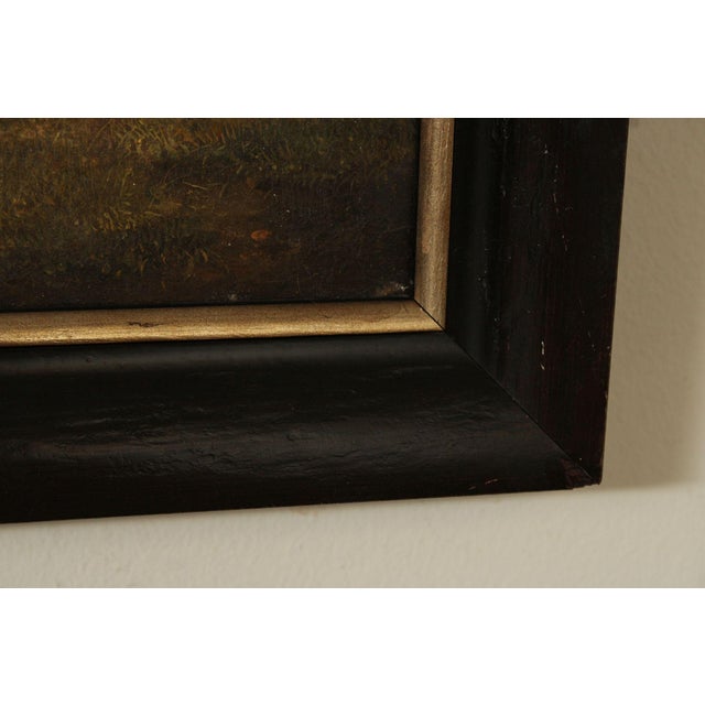 Orange Antique European School Oil Painting, Cattle Grazing For Sale - Image 8 of 18