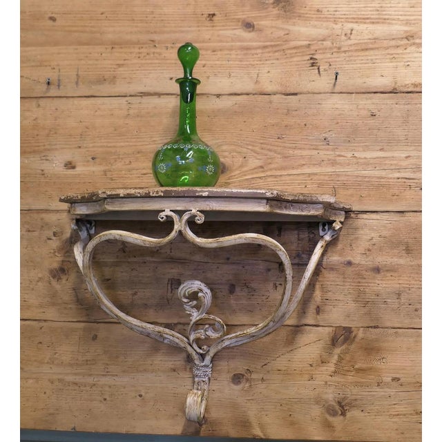 French Wrought Iron Console or Hall Shelf This is an attractive piece, the table has decorative scroll and rope decoration...