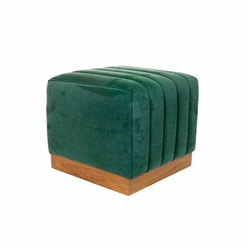 KLASP Home 1980s Modern Klasp Home Nubuck Leather Upholstered Ottomans With Walnut Base - a Pair For Sale - Image 4 of 6