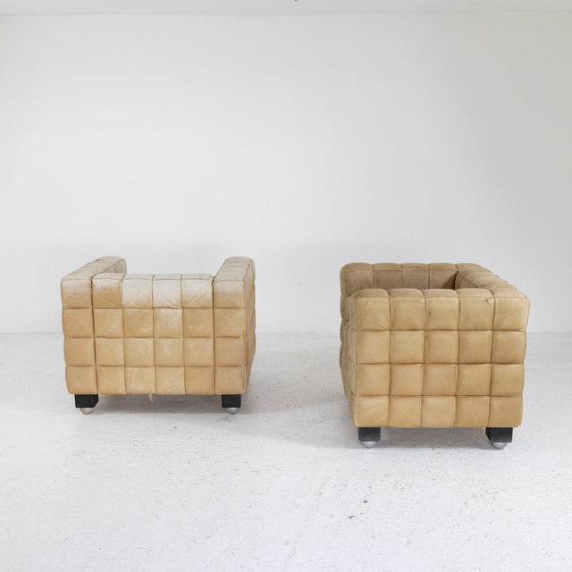 Tan Kubus Armchairs by Josef Hoffmann for Wittmann, 1890s, Set of 2 For Sale - Image 8 of 10