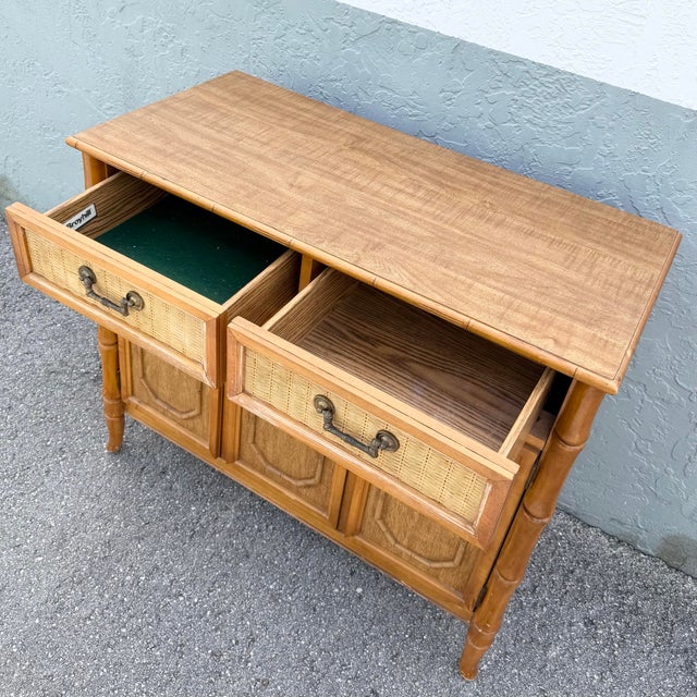 Boho Chic Boho Chic Faux Bamboo and Wicker Sideboard by Broyhill For Sale - Image 3 of 11