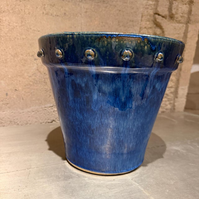 For your consideration, a blue ceramic pottery earthenware indoor/outdoor planter. It is made of sturdy ceramic with a...