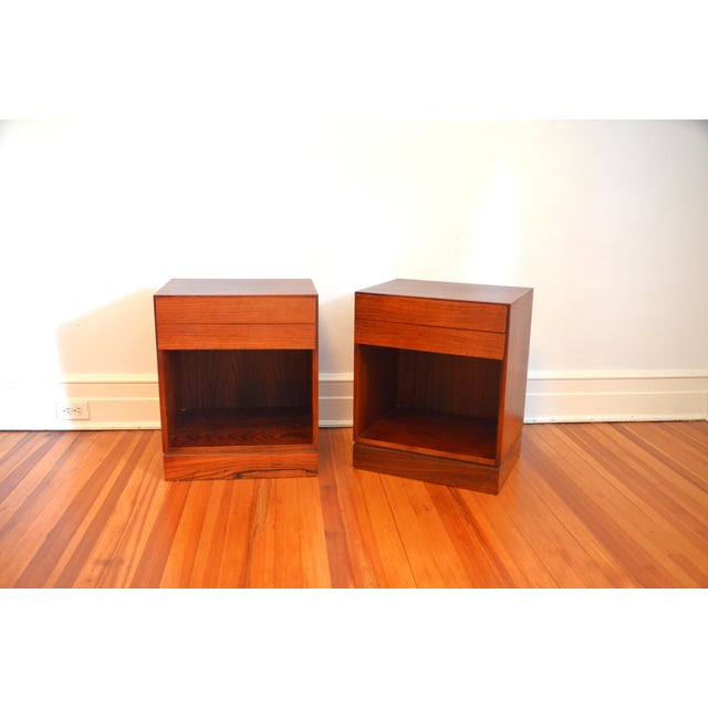 Mid-Century Modern Danish Modern Two Drawer Nightstands by Arne Wahl Iversen for Vinde Møbelfabrik - Pair For Sale - Image 3 of 14