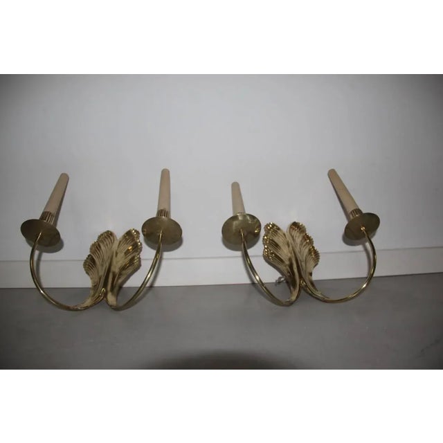 Mid-Century Brass Sculptural Wall Sconces, Set of 2 For Sale - Image 4 of 8