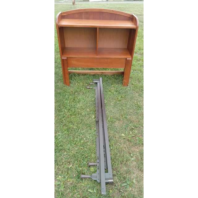 1980s Stanley Furniture Twin Size Bookcase Headboard & Frame For Sale - Image 5 of 9