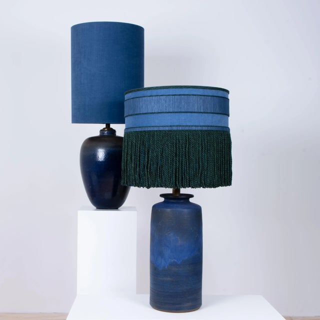 Blue Large Table Lamps with Silk Lampshades by René Houben, 1960s, Set of 3 For Sale - Image 8 of 18