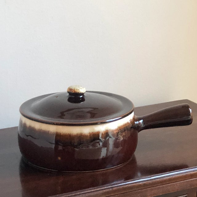 Mid-20th Century Covered Stoneware Casserole Dish With Handle For Sale - Image 11 of 12