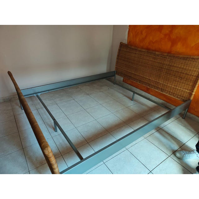 Vintage Double Bed in Iron and Wicker, 1980s For Sale - Image 4 of 9
