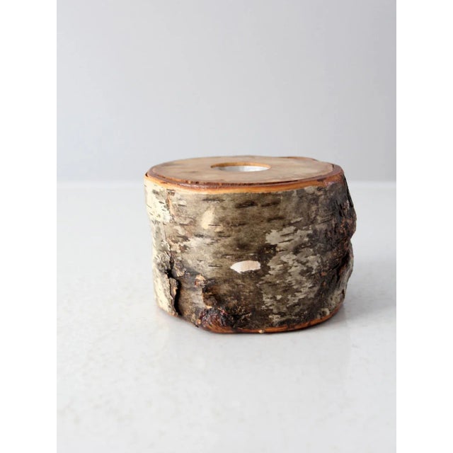 Vintage Birch Log Tea Candle Holder For Sale - Image 6 of 10