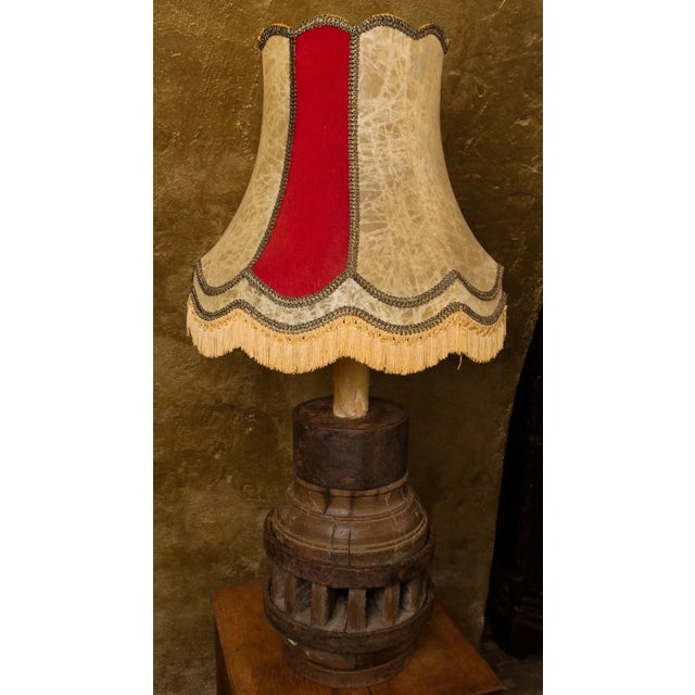 2000 - 2009 Antique Wooden Pendulum Wheel Lamp For Sale - Image 5 of 9