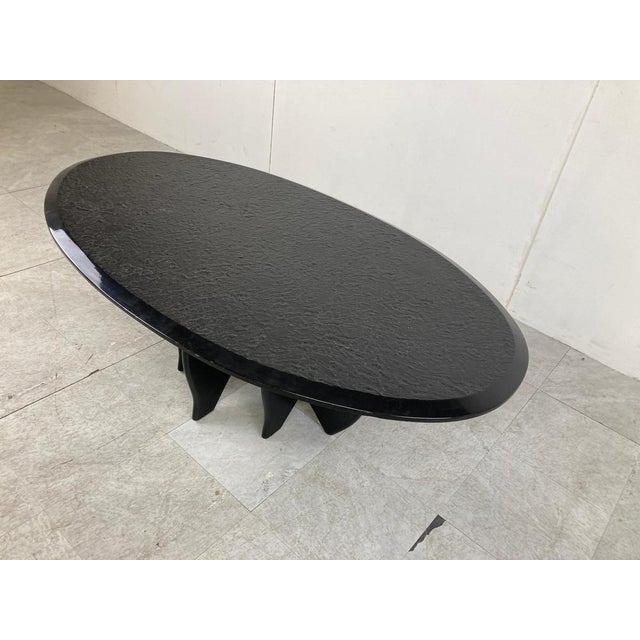 Wood Vintage Black Stone Coffee Table, 1980s For Sale - Image 7 of 12