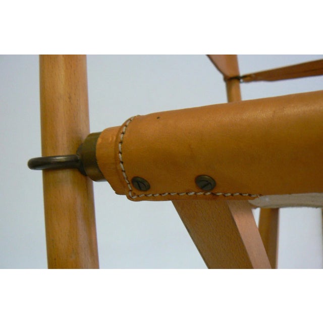 Wood Model MK16 Leather Folding Chair by Mogens Koch for Interna For Sale - Image 7 of 12