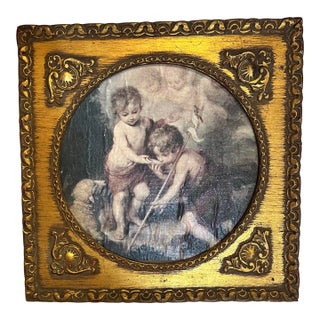 Vintage Print After Bartolomé Esteban Murillo in Gold Wood Frame For Sale