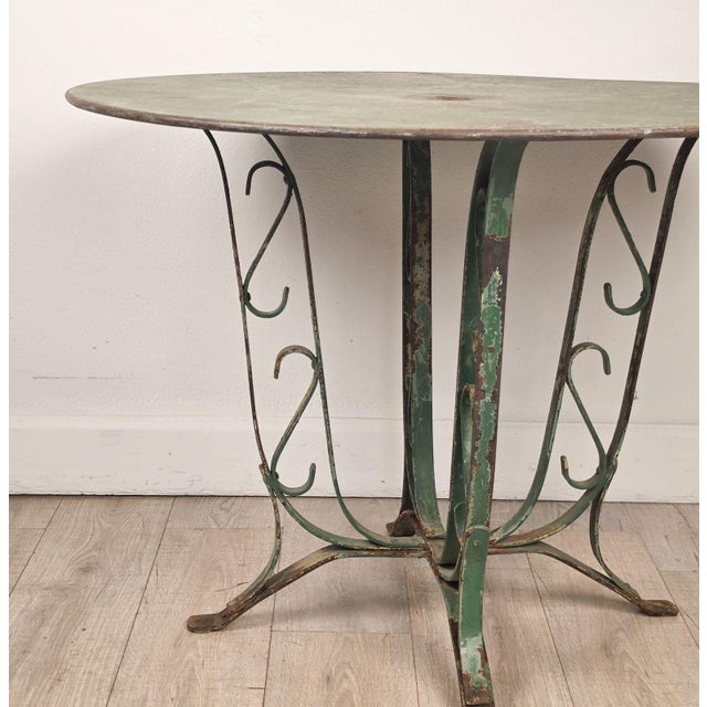Art Deco French Wrought Iron Garden Table For Sale - Image 4 of 6
