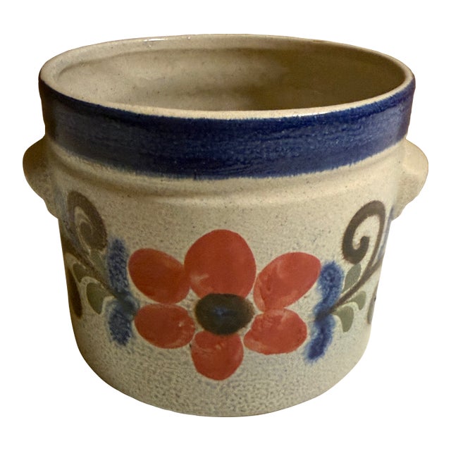Vintage Knödgen West Germany Pottery Planter 5260-12 Flower Pot Crock Hand Paint For Sale