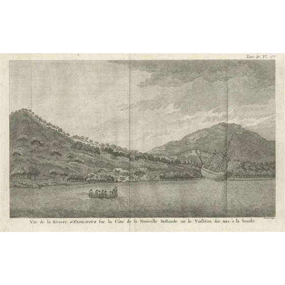 Late 18th Century Duret, View of Australia: Endeavour River, New Holland, 1773, Print For Sale - Image 5 of 5