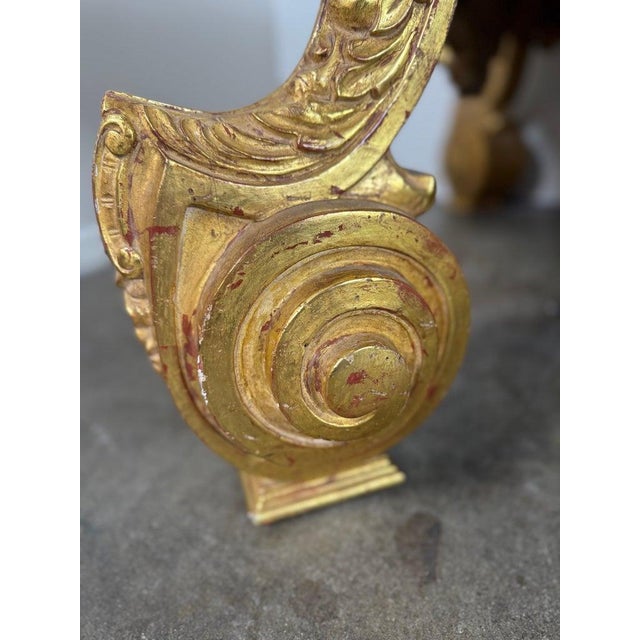 Baroque-Style 22k Gold Leaf Carved Coffee Table With Black Stone Top For Sale - Image 12 of 13