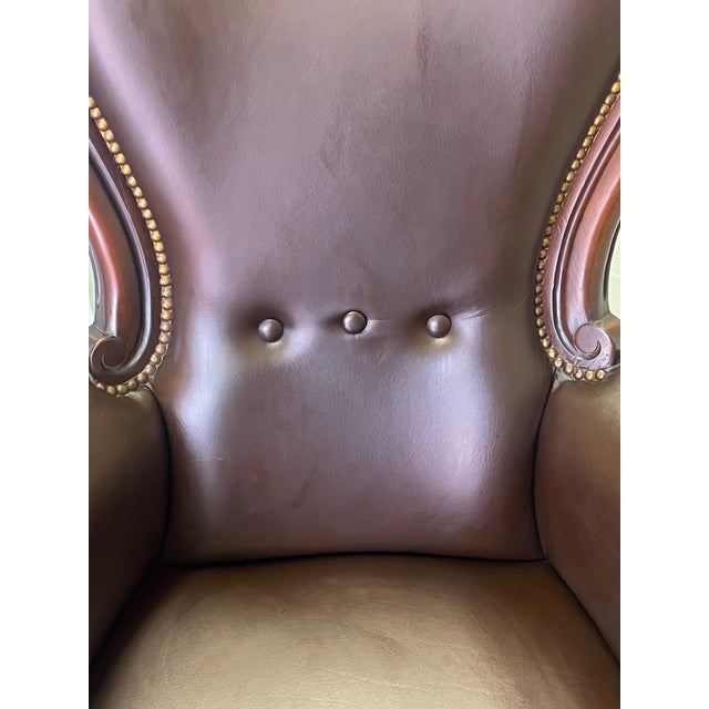 Vintage Ralph Lauren–Style Leather Club Chair With Nailhead Trim For Sale - Image 13 of 18