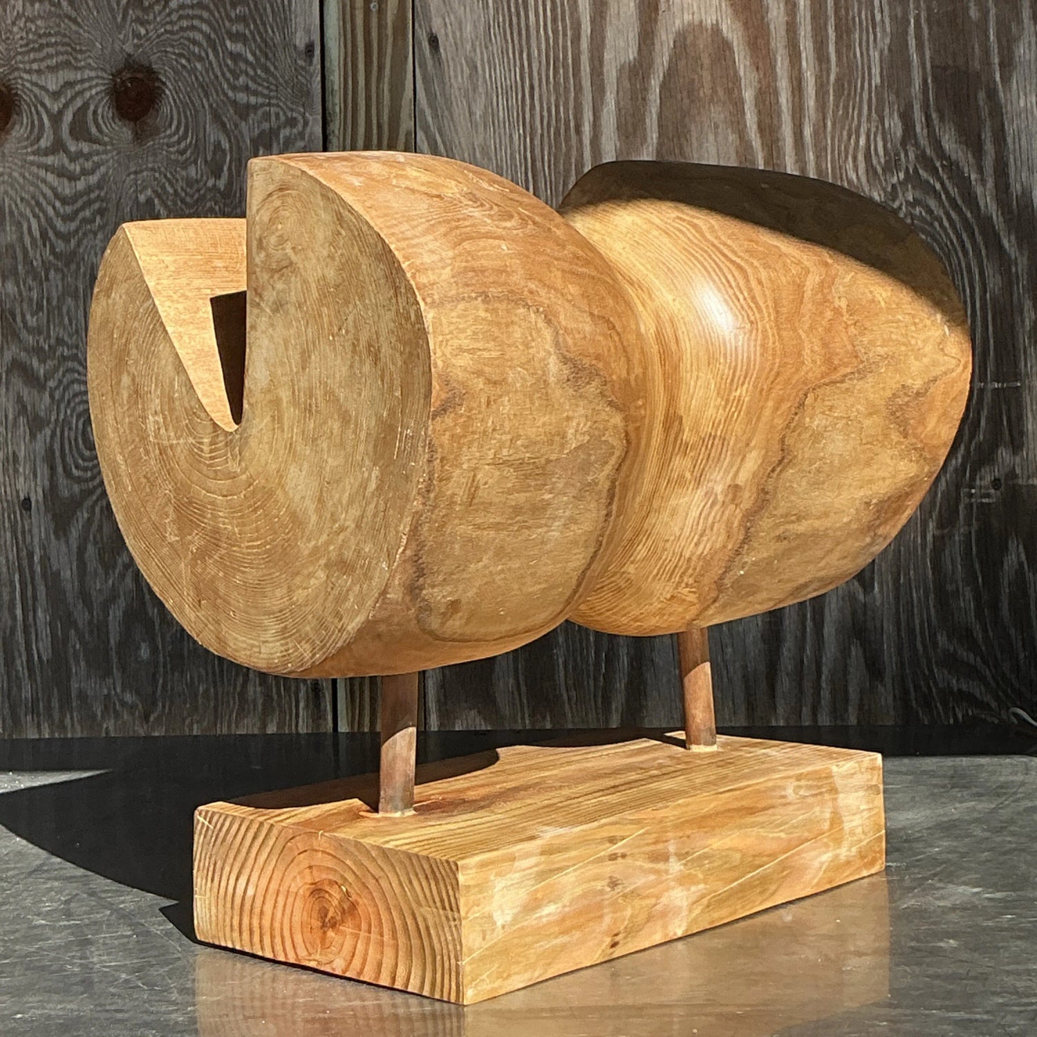 Vintage Boho Carved Z Wood Abstract Sculpture — additional photo 4
