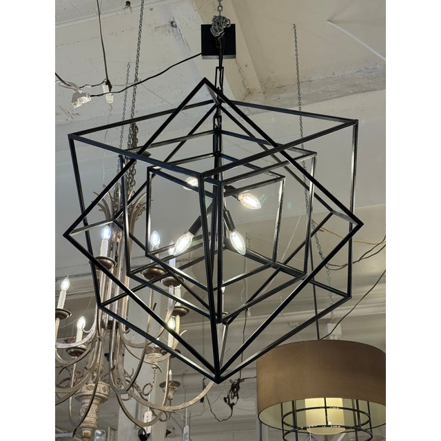 Black Kelly Wearstler for Visual Comfort Large Cubist Chandelier For Sale - Image 8 of 12