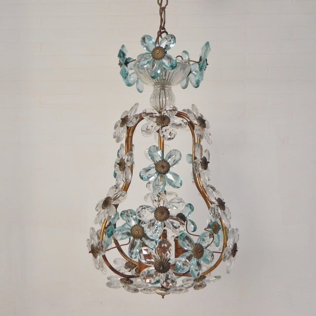Pendant Lamp in Blue and Clear Crystal, 1930s For Sale - Image 4 of 18