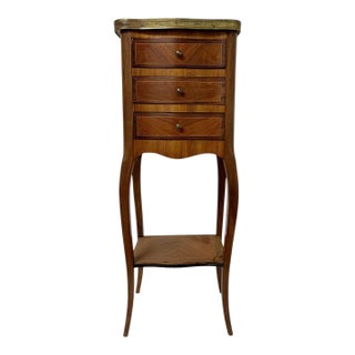 French Marble Top Bedside Table For Sale