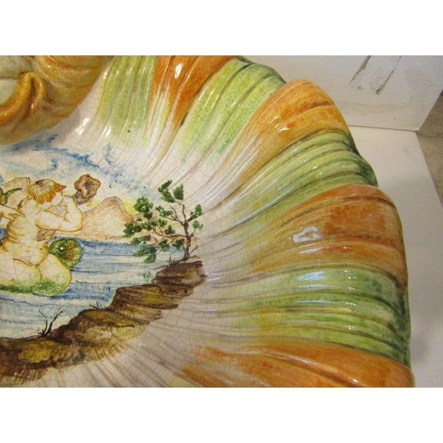 1960s Armando Poggi Florence Hand-Painted Italian Pottery Dolphin Scene Centerpiece For Sale - Image 9 of 13